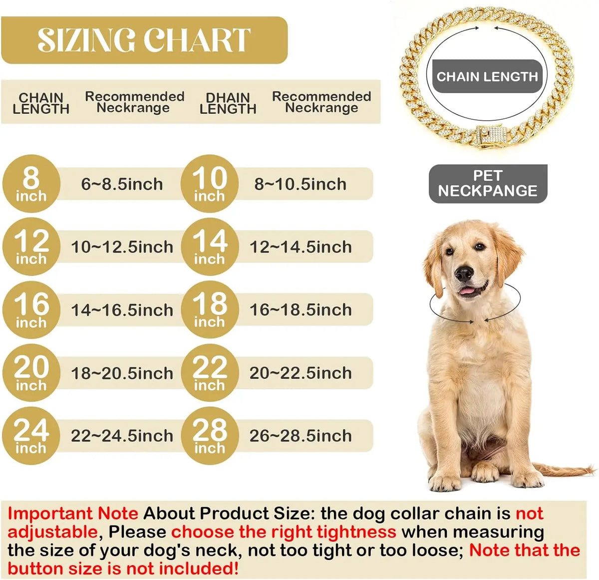 Elegant Cuban Style Dog Collar - 14In Fantasy Zinc Alloy Mosaic Chain, Zirconia Sparkle, Lightweight Fit, Secure Buckle, Diamond Mosaic Process, All Seasons Pet Neck Accessory for Birthdays, Christmas, Small to Medium-Large Dogs