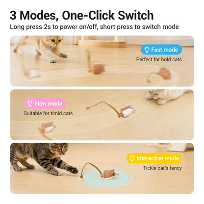 Potaroma Smart Rolling Mouse Cat Toy - Motion-Activated Electric Interactive Toy, Rechargeable Enriching Play Exercise Game for Indoor Kittens & Cats