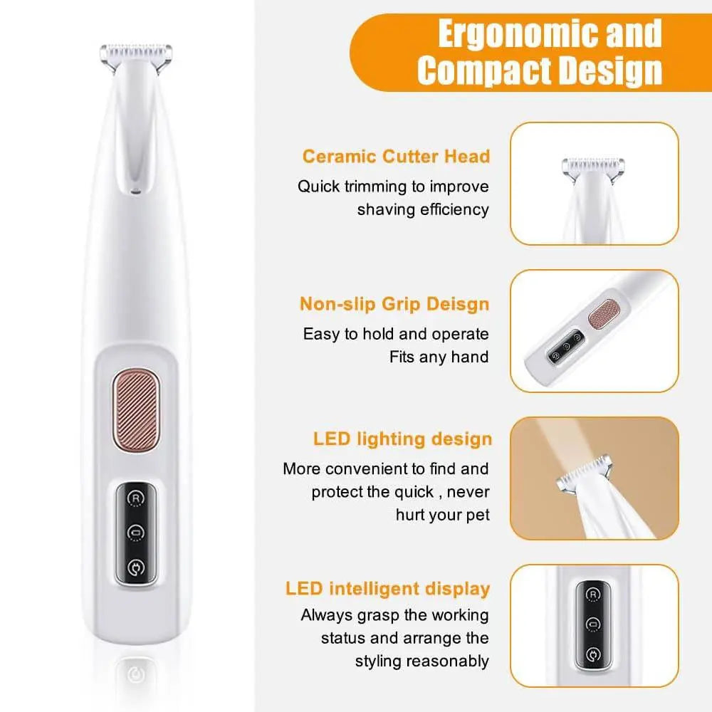 Professional Waterproof LED Pet Hair Trimmer - Rechargeable Grooming Clipper for Dogs and Cats, Ideal Gift for Pet Owners