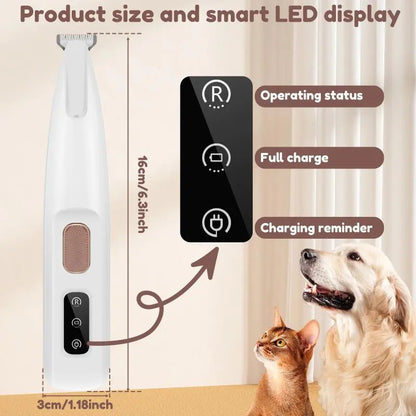 Professional Waterproof LED Pet Hair Trimmer - Rechargeable Grooming Clipper for Dogs and Cats, Ideal Gift for Pet Owners