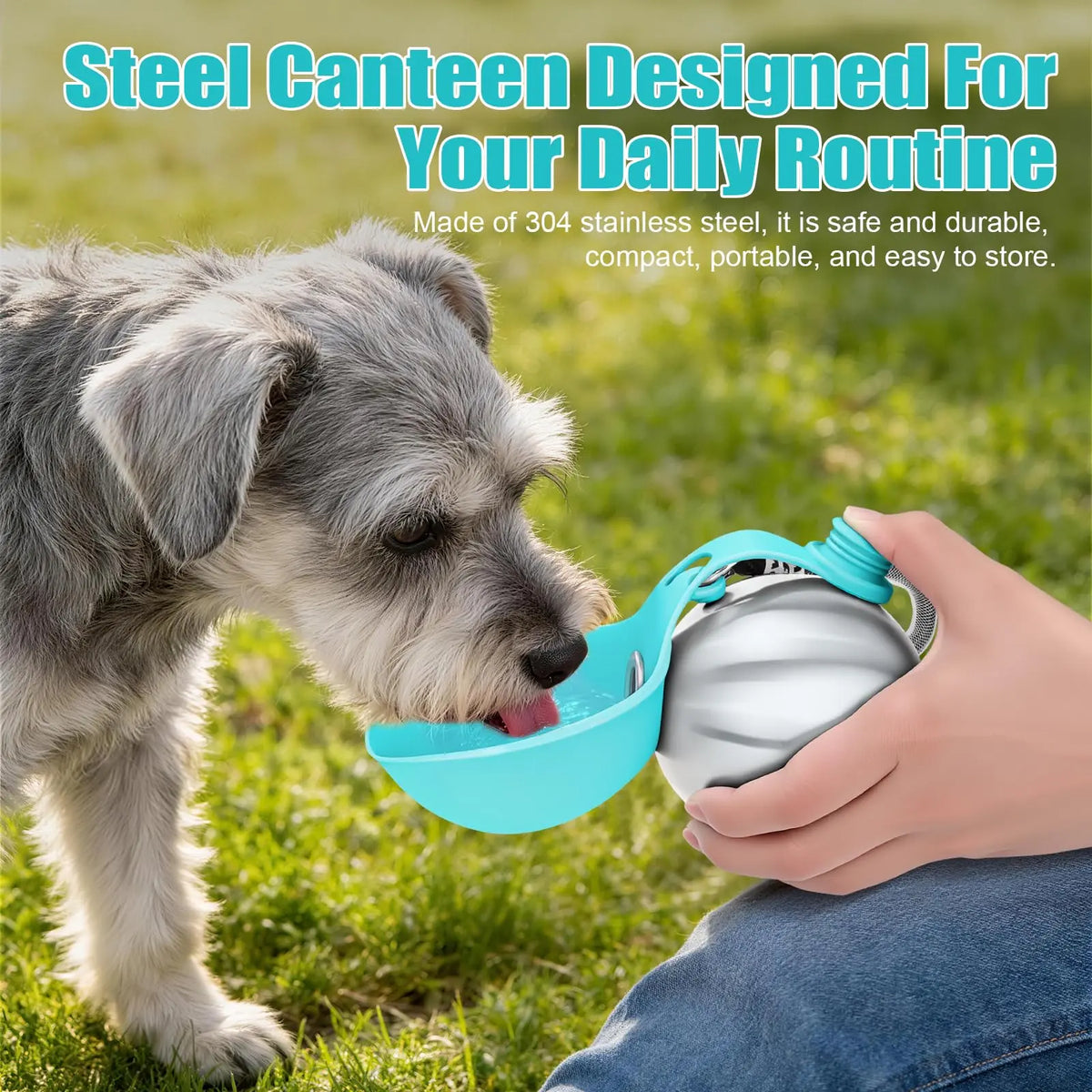 Lumikata 2-In-1 Portable Dog Water Bottle - 10Oz Stainless Steel, Silicone Foldable Bowl Mode, Leak-Proof Water Ball for Small Dog Walking, Pet Feeding Supplies, Water Bottles