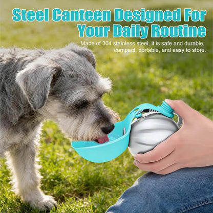 Lumikata 2-In-1 Portable Dog Water Bottle - 10Oz Stainless Steel, Silicone Foldable Bowl Mode, Leak-Proof Water Ball for Small Dog Walking, Pet Feeding Supplies, Water Bottles