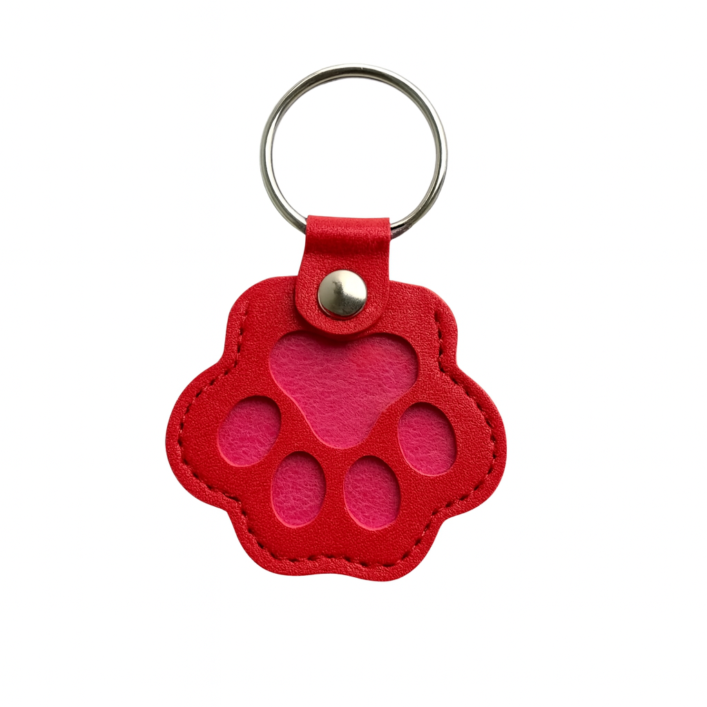 Furbella Pet Paw Keychain with Hair Keepsake Bag – Cute Cat & Dog Memorial or Everyday Pendant