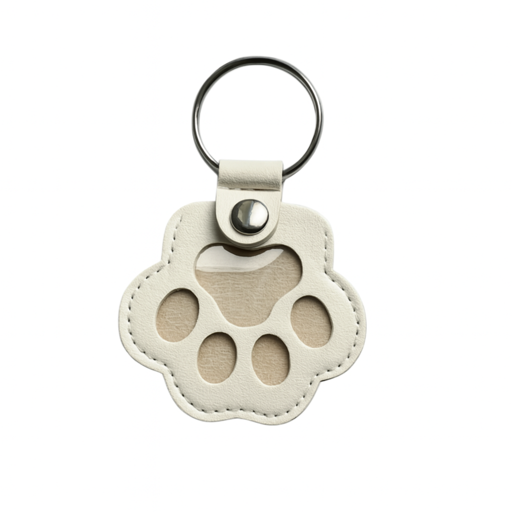 Furbella Pet Paw Keychain with Hair Keepsake Bag – Cute Cat & Dog Memorial or Everyday Pendant