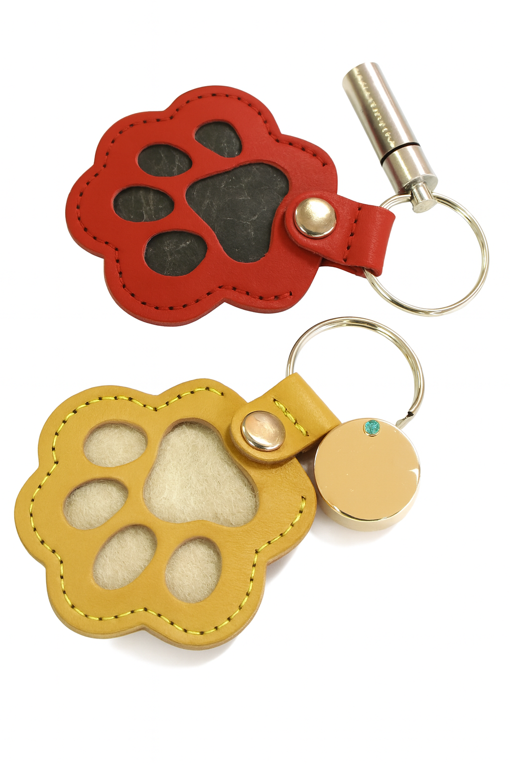 Furbella Pet Paw Keychain with Hair Keepsake Bag – Cute Cat & Dog Memorial or Everyday Pendant