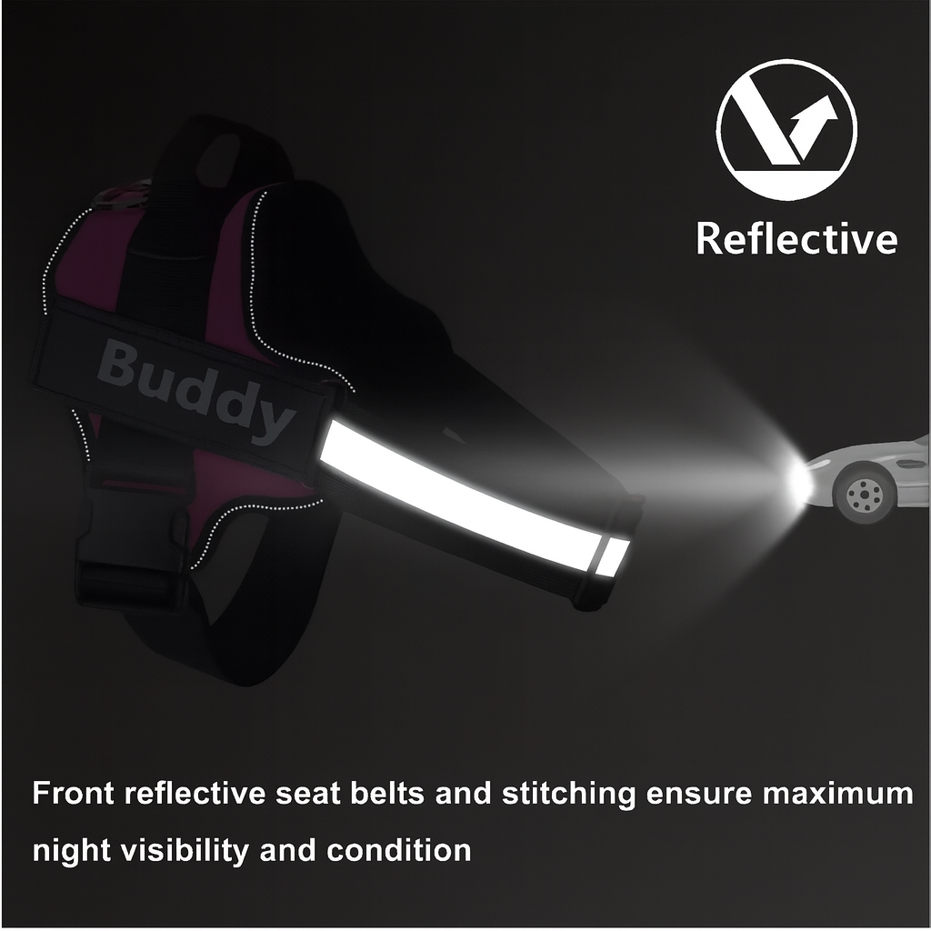 Furbella Personalized No-Pull Reflective Dog Harness – Adjustable, Breathable Vest for Small to Large Dogs