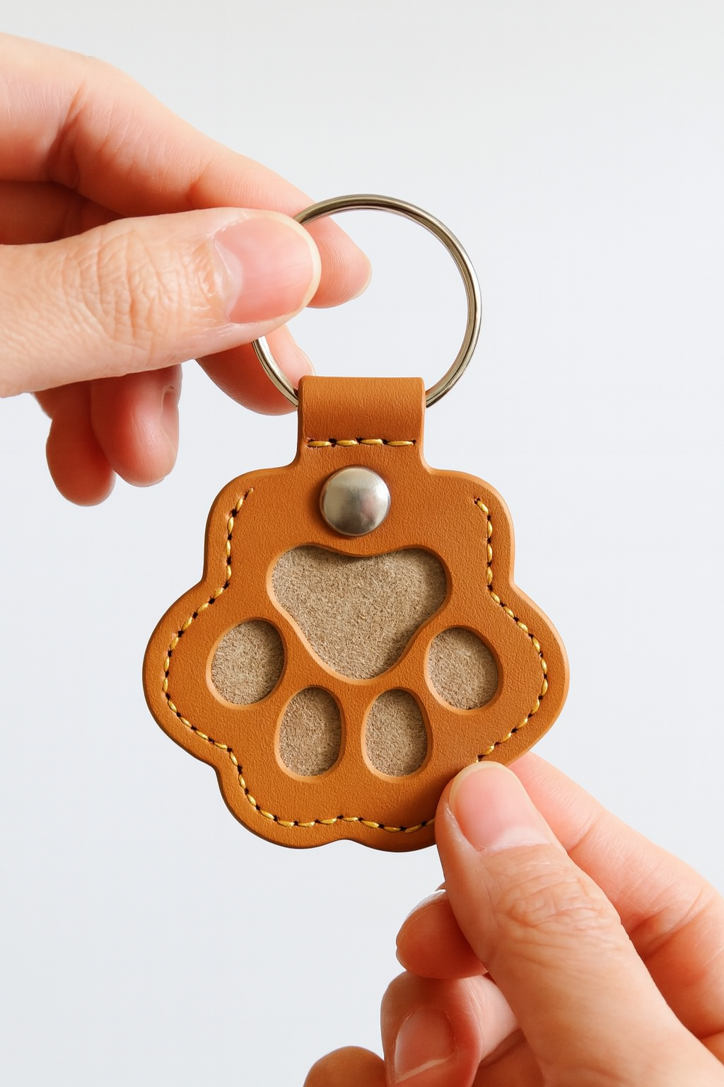 Furbella Pet Paw Keychain with Hair Keepsake Bag – Cute Cat & Dog Memorial or Everyday Pendant