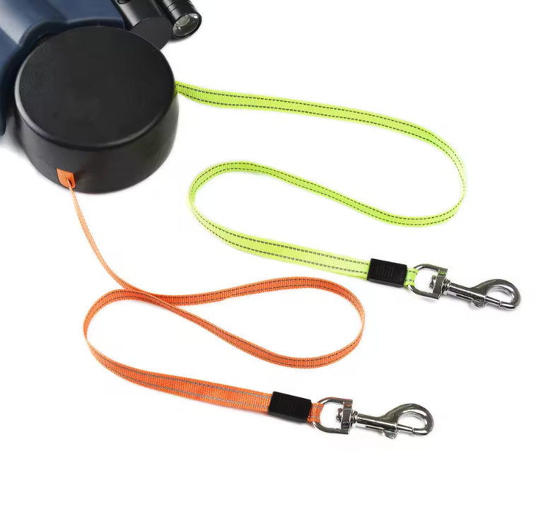 Furbella Dual Dog Leash – Retractable 360° Swivel Double Leash with LED Light for Walking 2 Dogs
