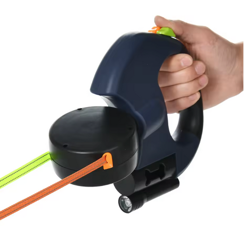 Furbella Dual Dog Leash – Retractable 360° Swivel Double Leash with LED Light for Walking 2 Dogs