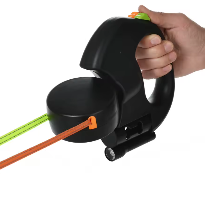 Furbella Dual Dog Leash – Retractable 360° Swivel Double Leash with LED Light for Walking 2 Dogs