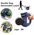 Furbella Dual Dog Leash – Retractable 360° Swivel Double Leash with LED Light for Walking 2 Dogs