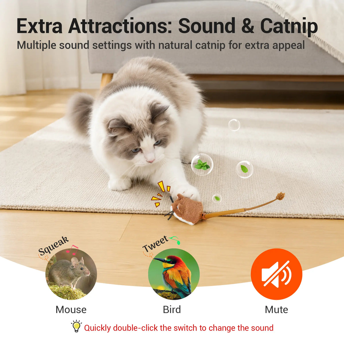 Potaroma Smart Rolling Mouse Cat Toy - Motion-Activated Electric Interactive Toy, Rechargeable Enriching Play Exercise Game for Indoor Kittens & Cats