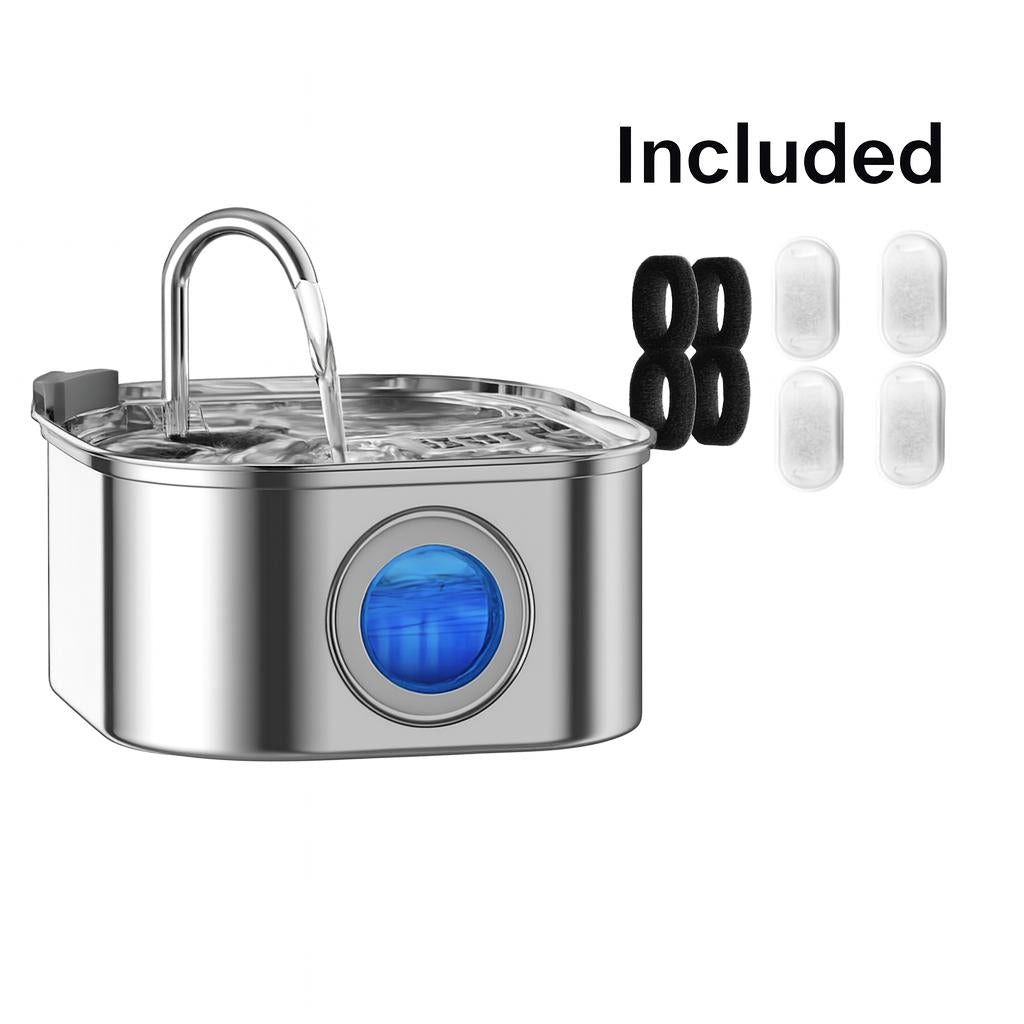 Furbella 3.2L Stainless Steel Pet Water Fountain – Automatic Cat & Dog Dispenser with Smart Sensor, Filters & Visible Window