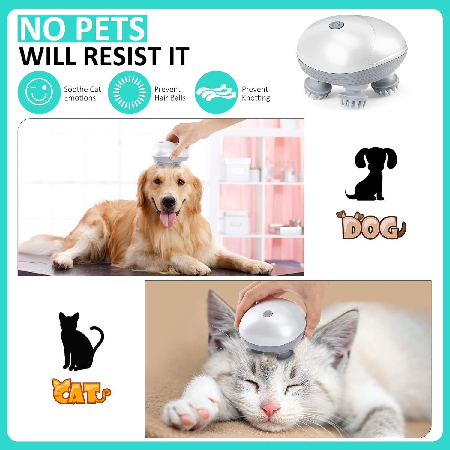 Furbella Pet Scalp Massager 2.0 — Electric Massager for Cats & Dogs, Relaxation & Grooming Tool